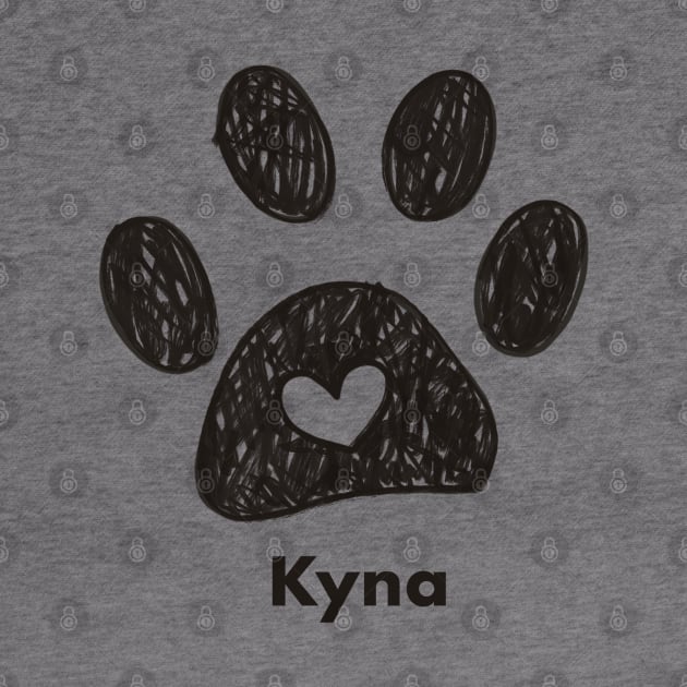 Kyna name made of hand drawn paw prints by GULSENGUNEL